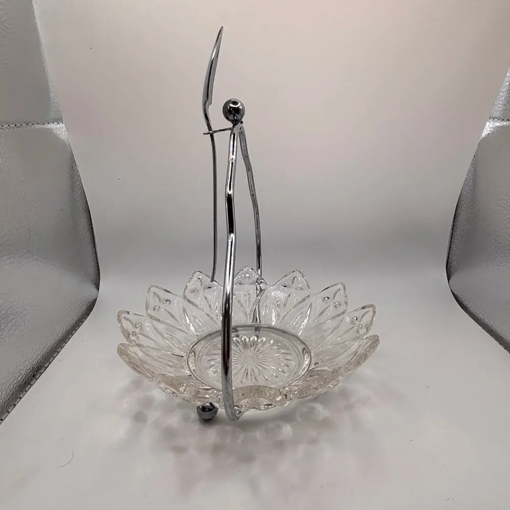 VTG Federal Glass Co. Petal Pattern Jam Relish Candy Nut Trinket Dish and Spoon